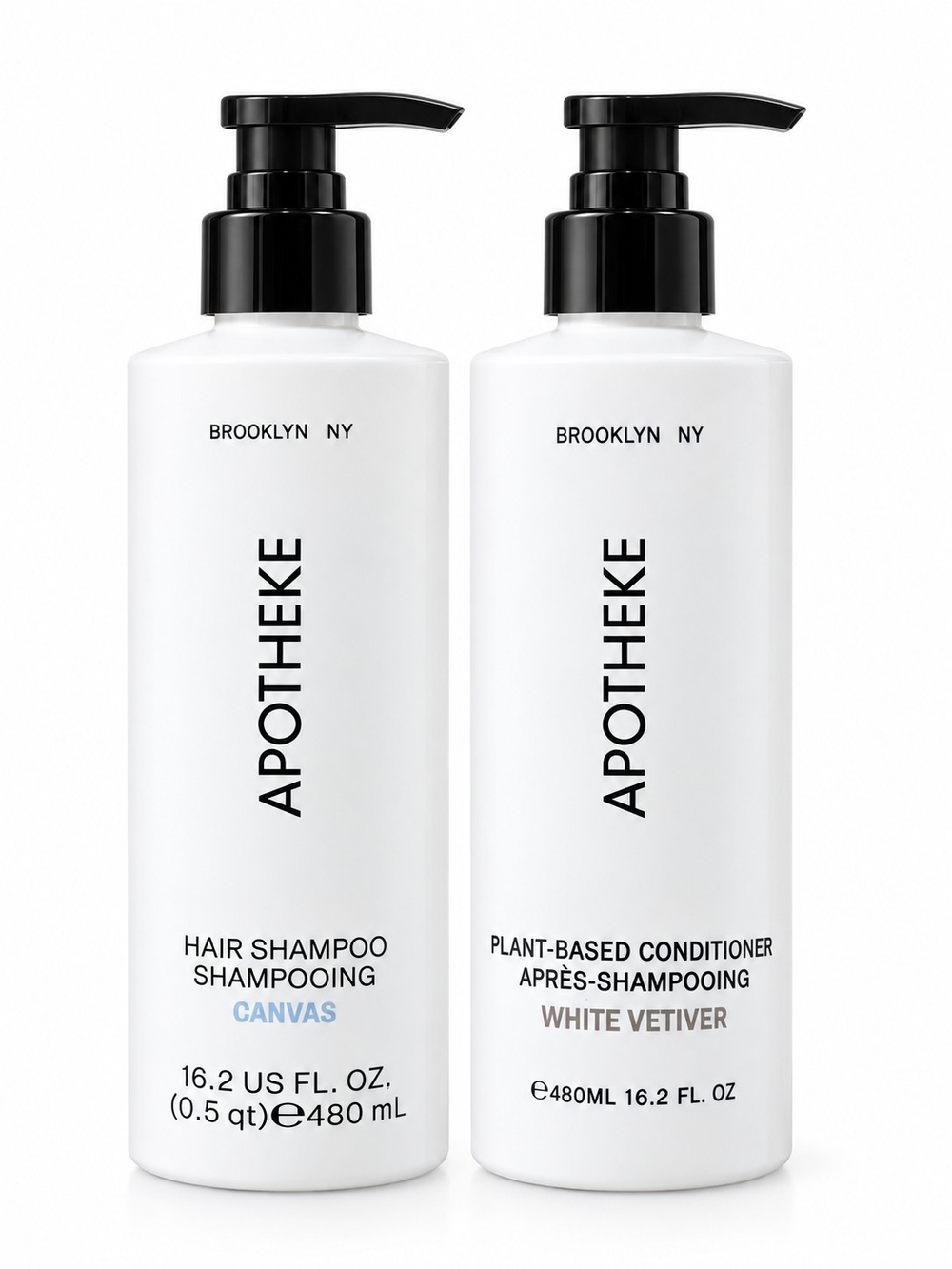 Apotheke Canvas and White Vetiver Shampoo & Conditioner Jumbo 480ml New